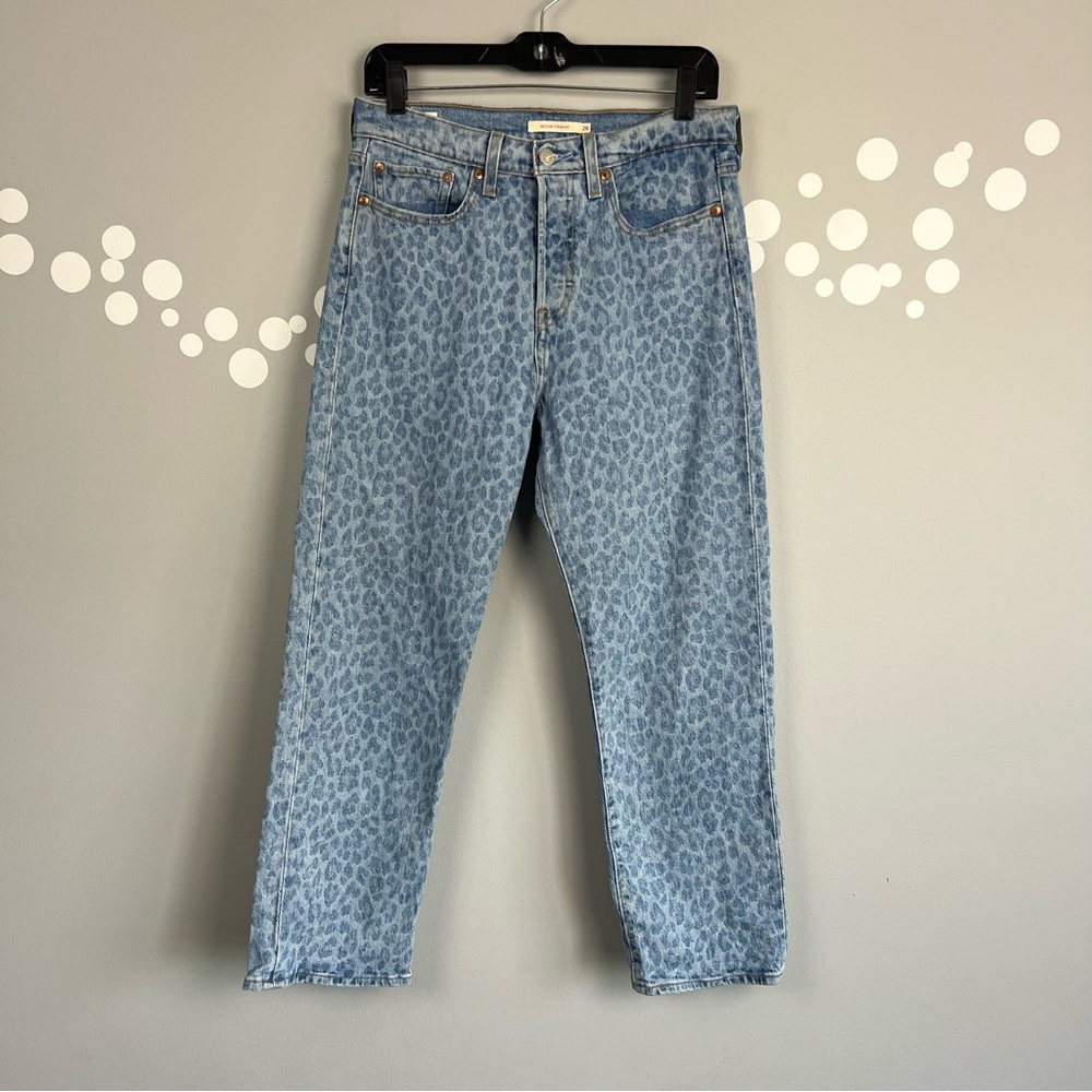 Levi's Premium Wedgie Straight Jeans Leapard Print High-Rise Size 28